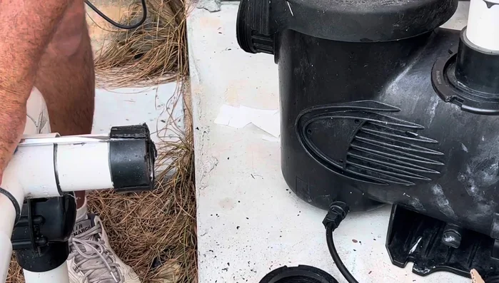 Use a hammer and screwdriver to pry off the cut union piece.