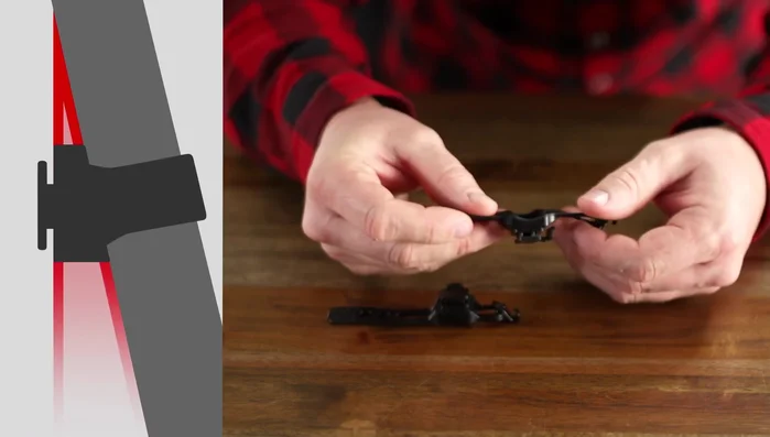 Identify the quick-connect bracket (wedge shape, satellite gun next to straps).