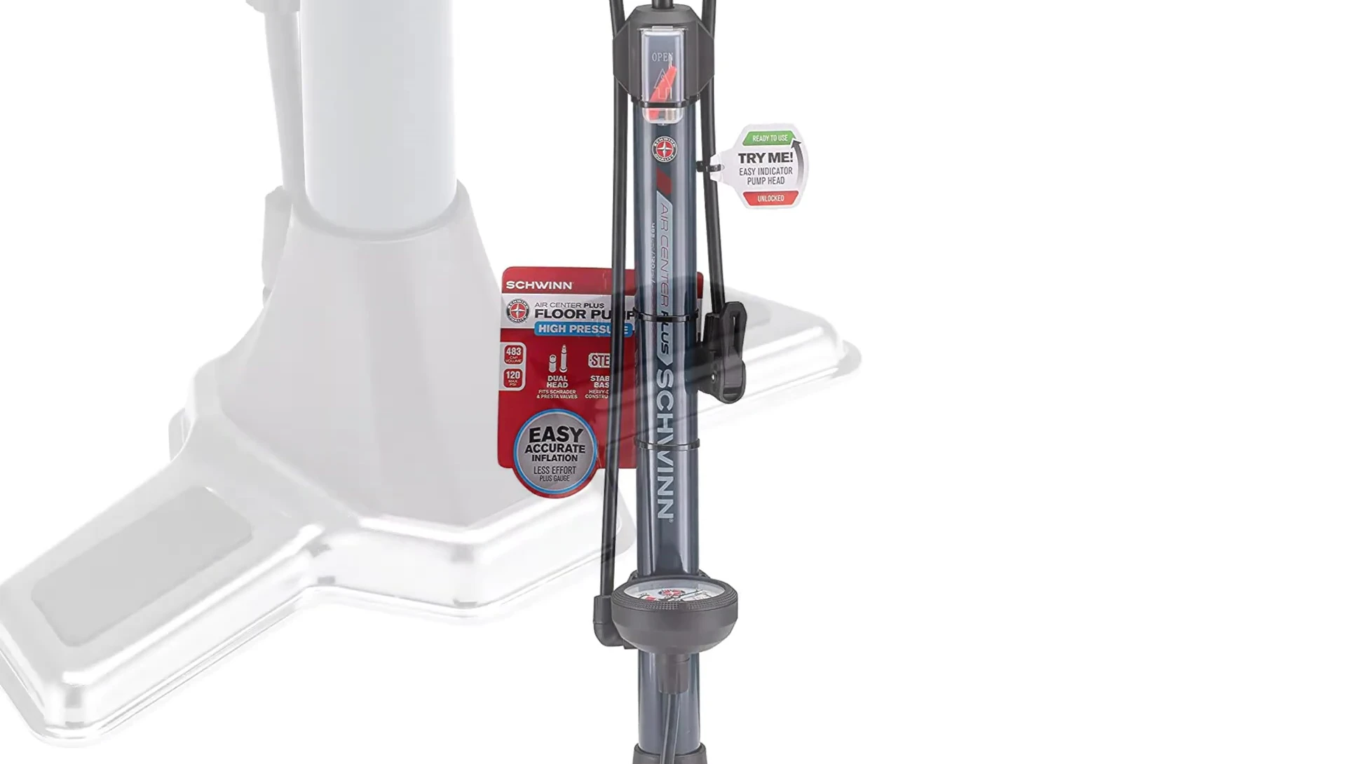 Schwinn Air Center Floor Pump with gauge visible