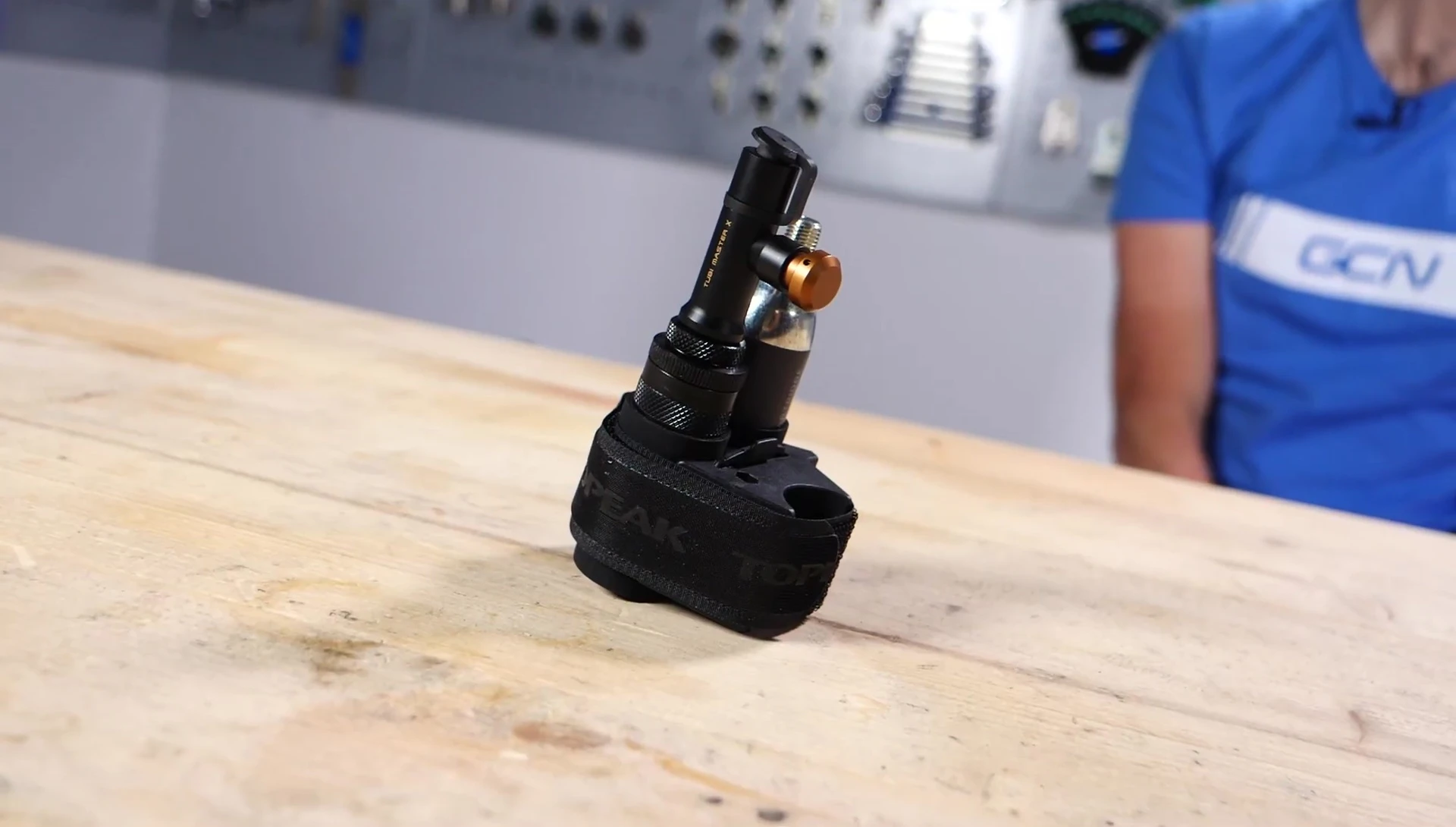 A CO2 canister and tire plug kit.
