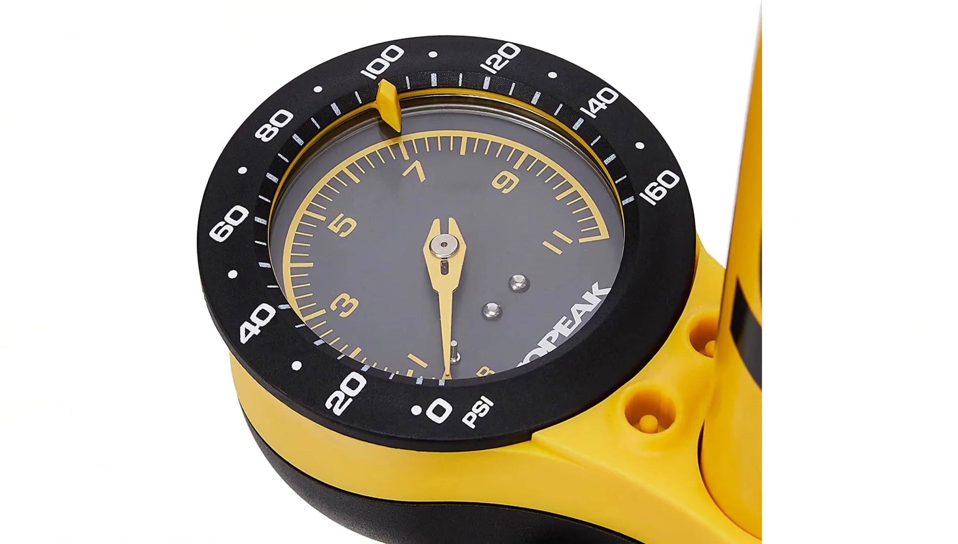 Close-up of the Topeak Joe Blow Sport III's gauge