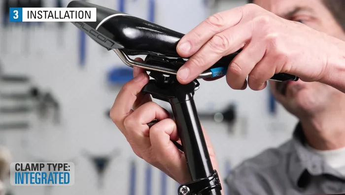 Adjust saddle tilt by loosening and tightening the front/back bolts accordingly.