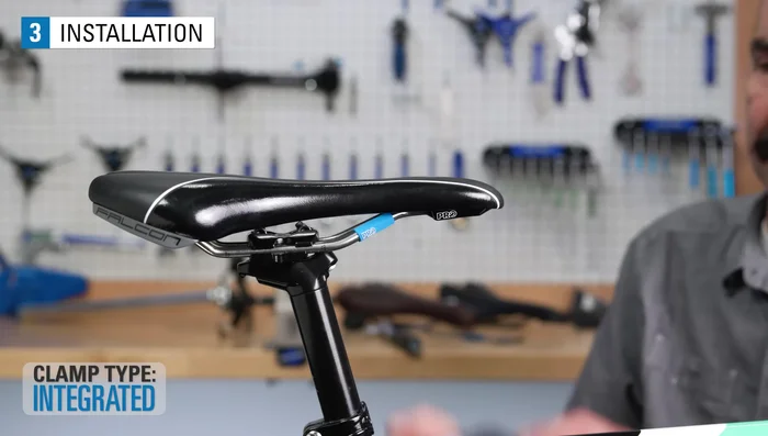 Adjust saddle tilt by loosening and tightening the front/back bolts accordingly.