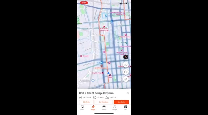 Comparing head unit data with Strava app. Strava confirms the rider is on the correct route, further highlighting the head unit's inaccuracies.