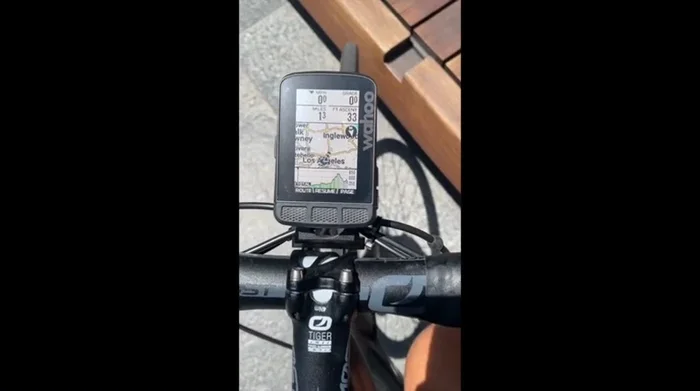 Starting the ride and initial GPS readings. The unit incorrectly identifies the start point and suggests a U-turn after only one mile.