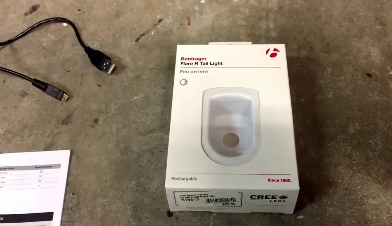Close up of the Bontrager Flare R packaging