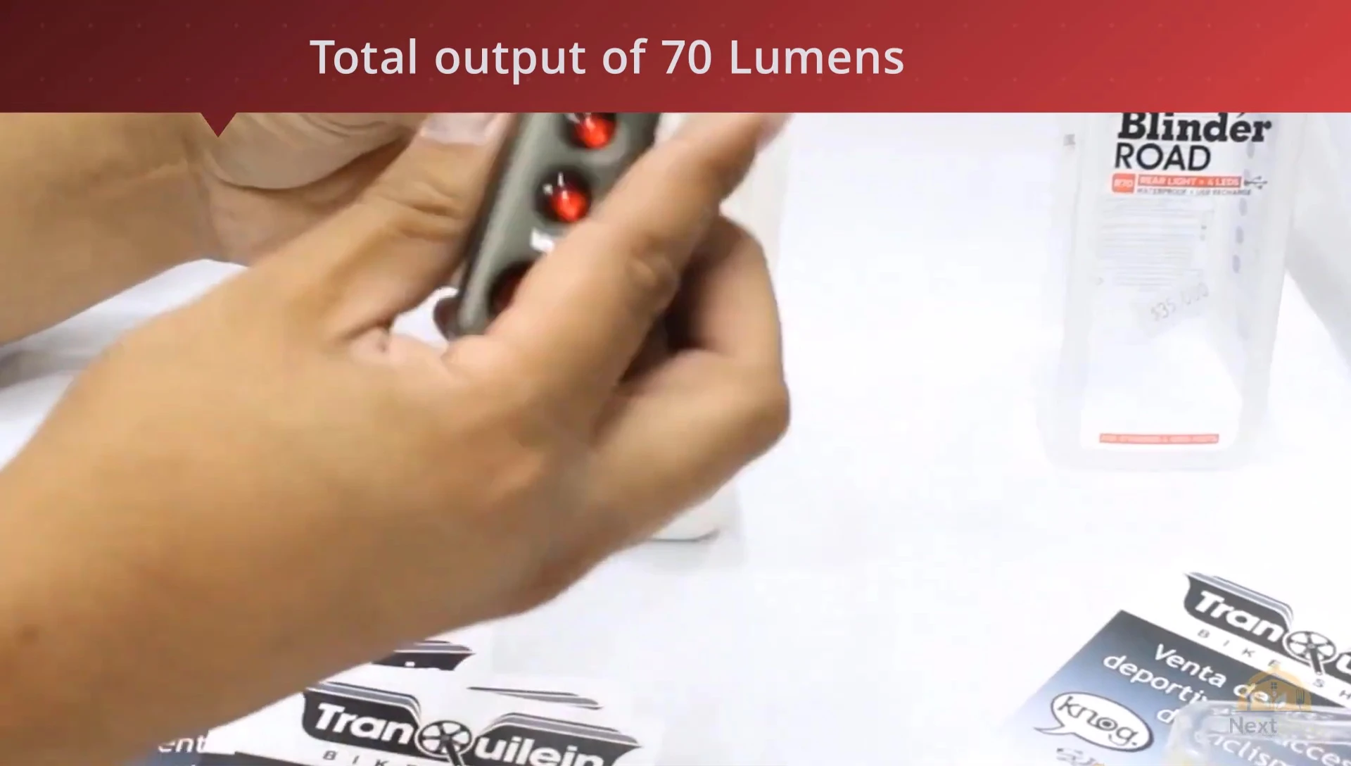 Different light modes of Knog Blinder Road R70