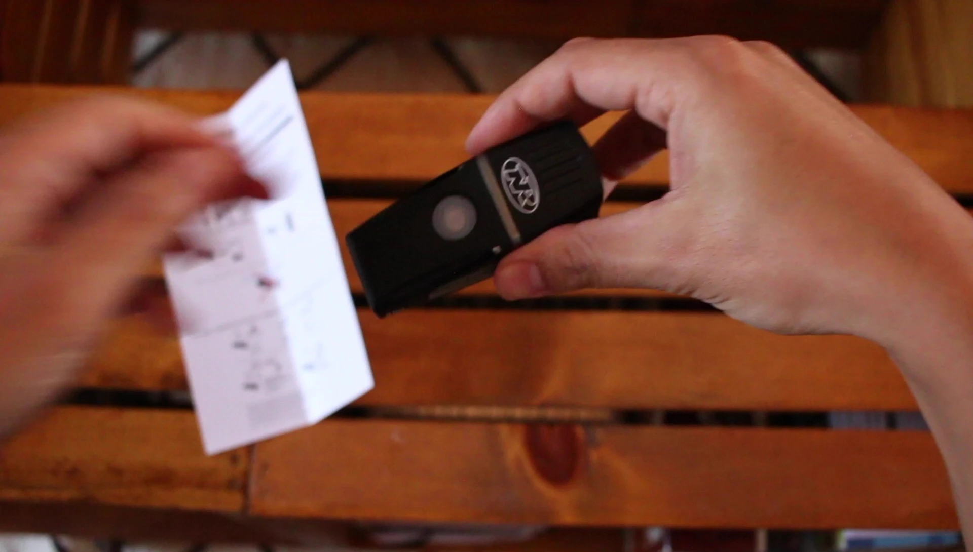 Close-up of the light's power button and settings