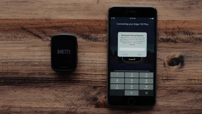 Enter the Bluetooth pairing code displayed on the Edge 130 Plus into the Garmin Connect app and select 'pair'.