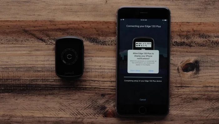 Select 'allow' to receive notifications from your Apple device on your Edge 130 Plus.