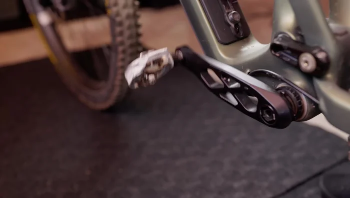 Repeat steps 1-4 for the left-hand pedal, remembering that left-hand pedals are reverse-threaded. You still pull the wrench backward.