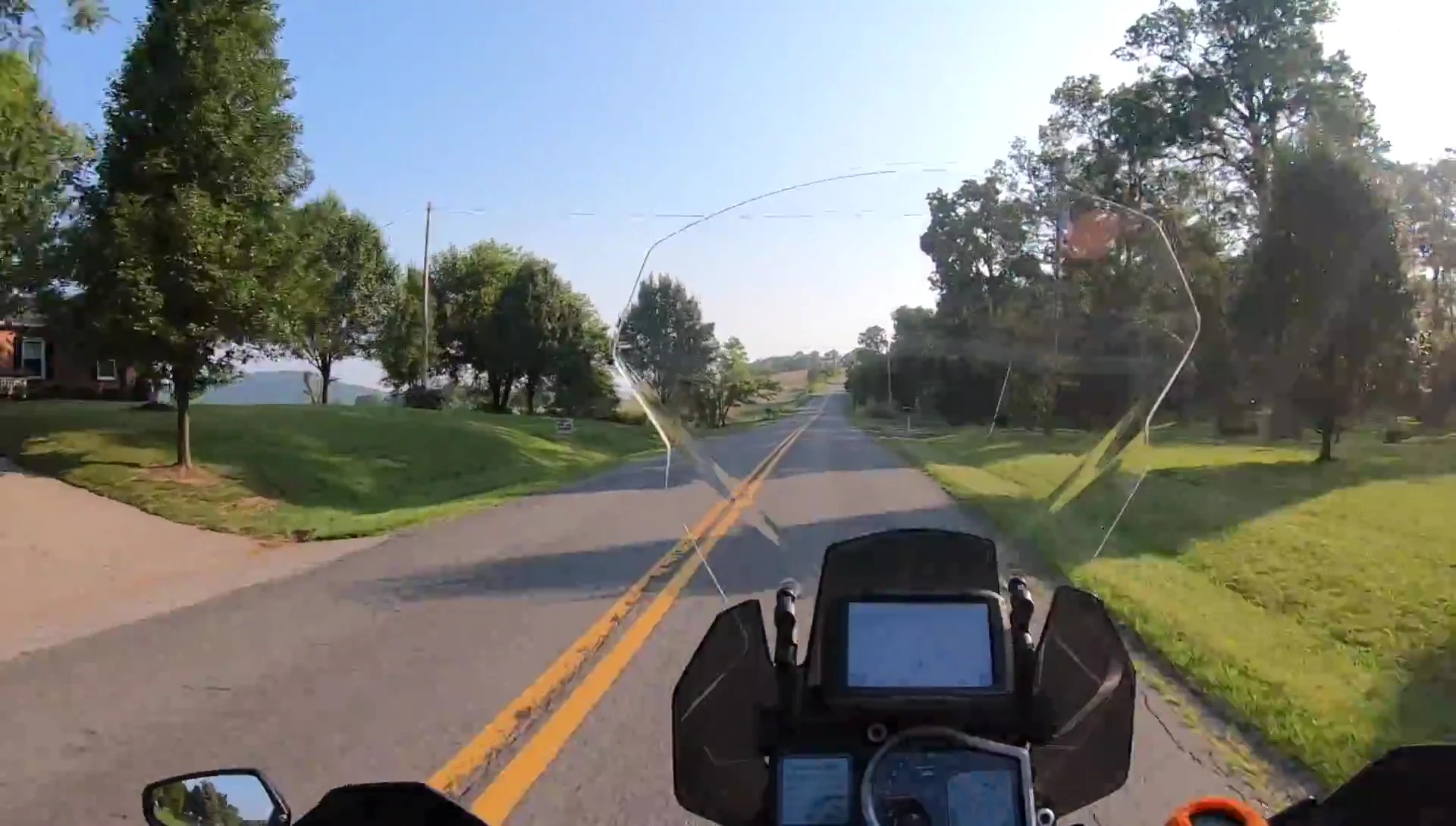 Rider on the road, demonstrating mirror visibility.