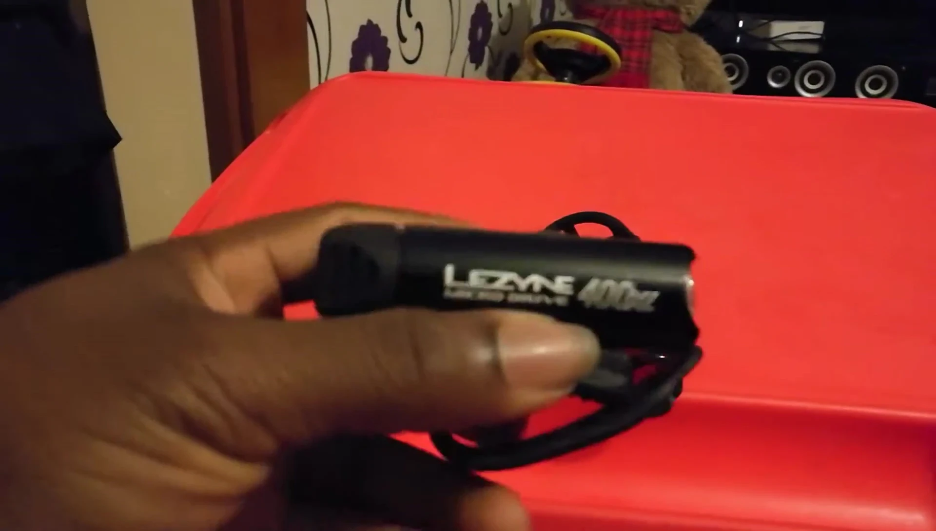 Close-up of the Lezyne Micro Drive's LEDs.