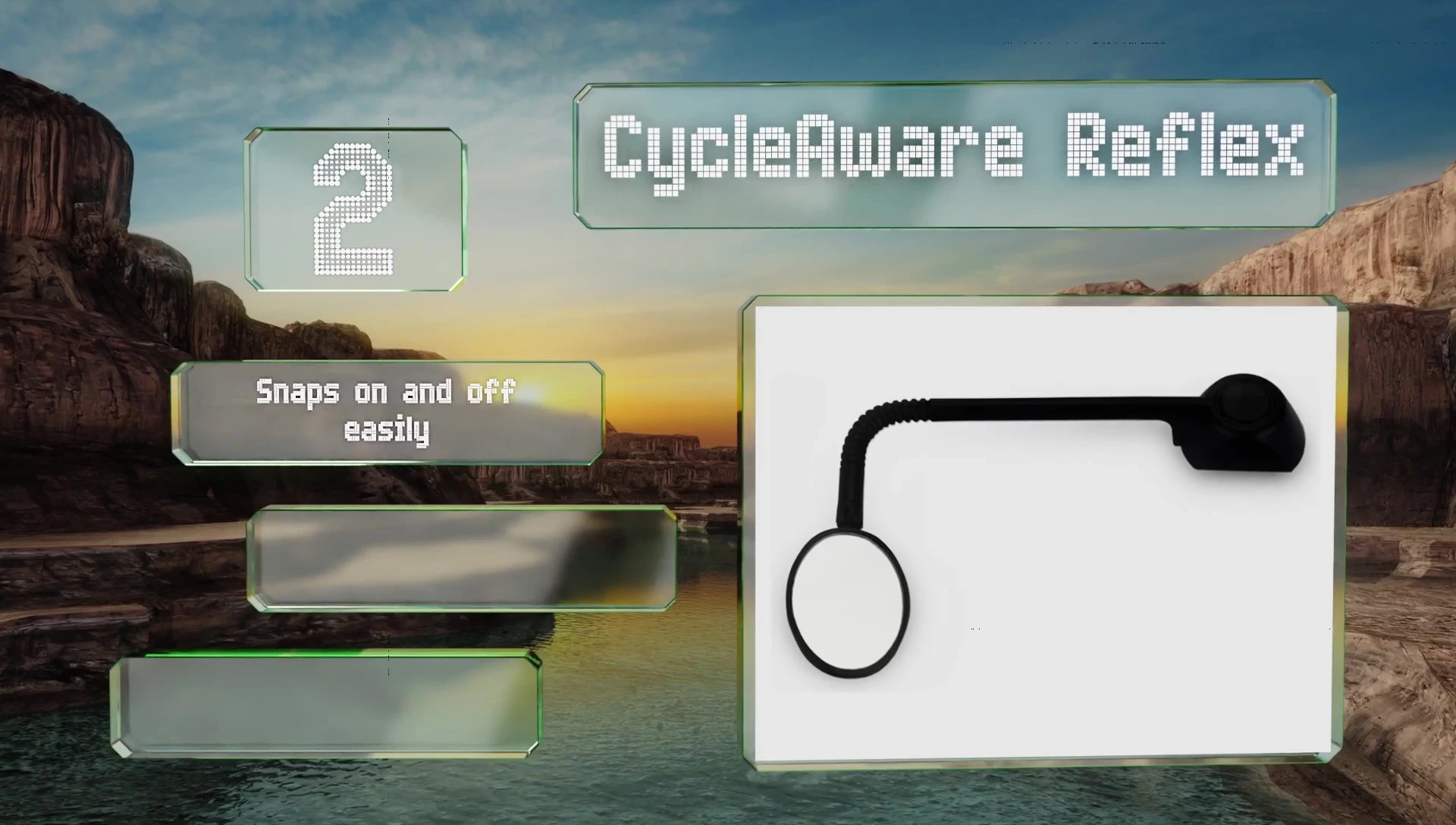 Close-up view of the Cycle-Aware Reflex lens showing the wide viewing angle.