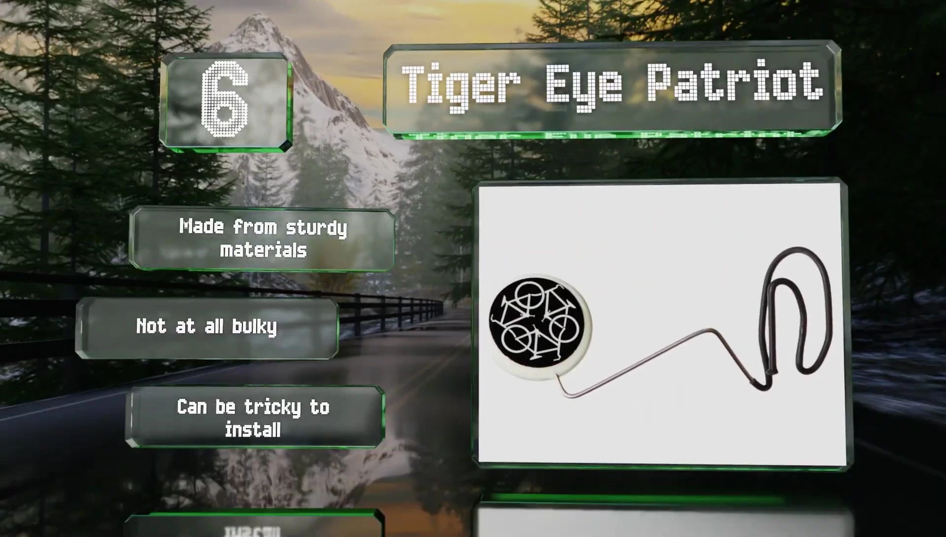 The Tiger Eye Patriot mirror attached to a helmet demonstrating its fit.