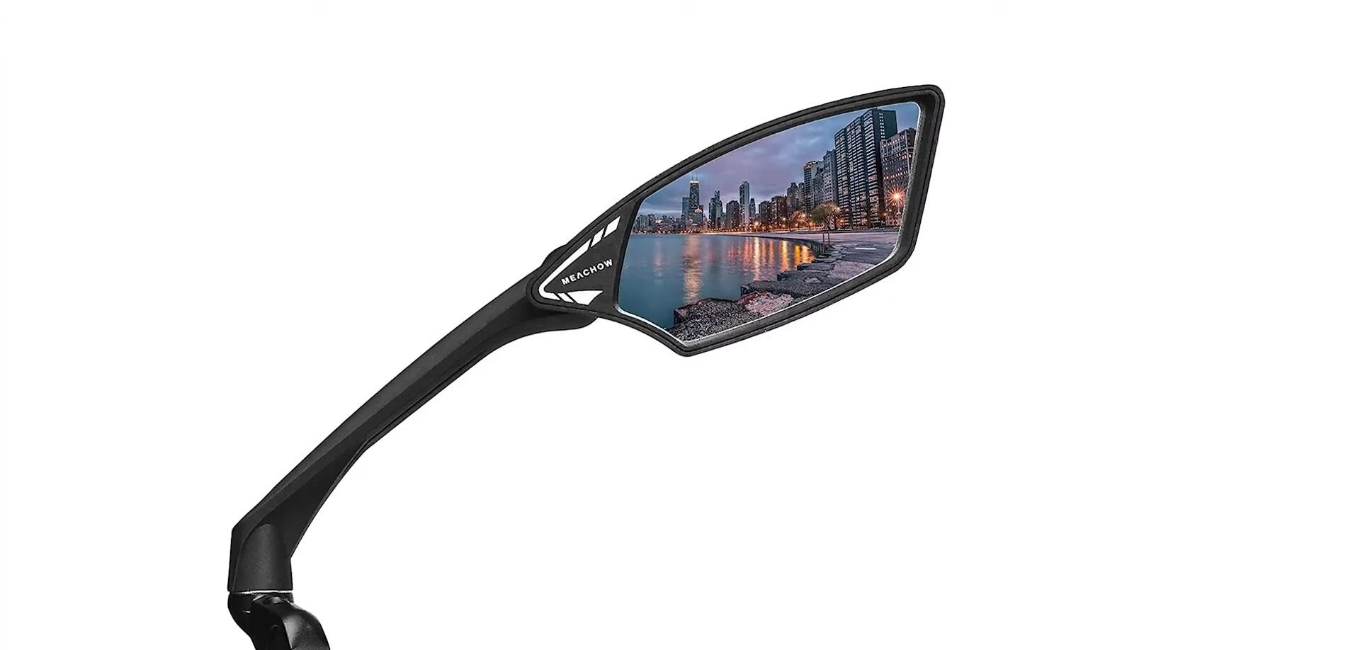 The Mia Ciao bike mirror attached to a handlebar