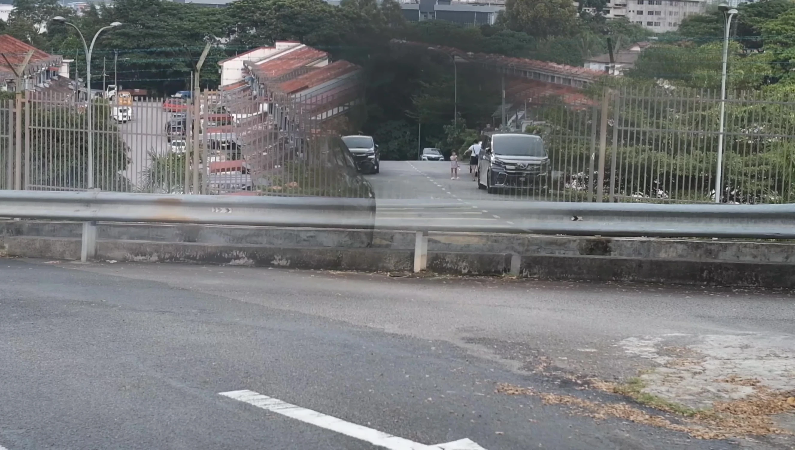 TriEye mirror in use, showing the view and obstructions