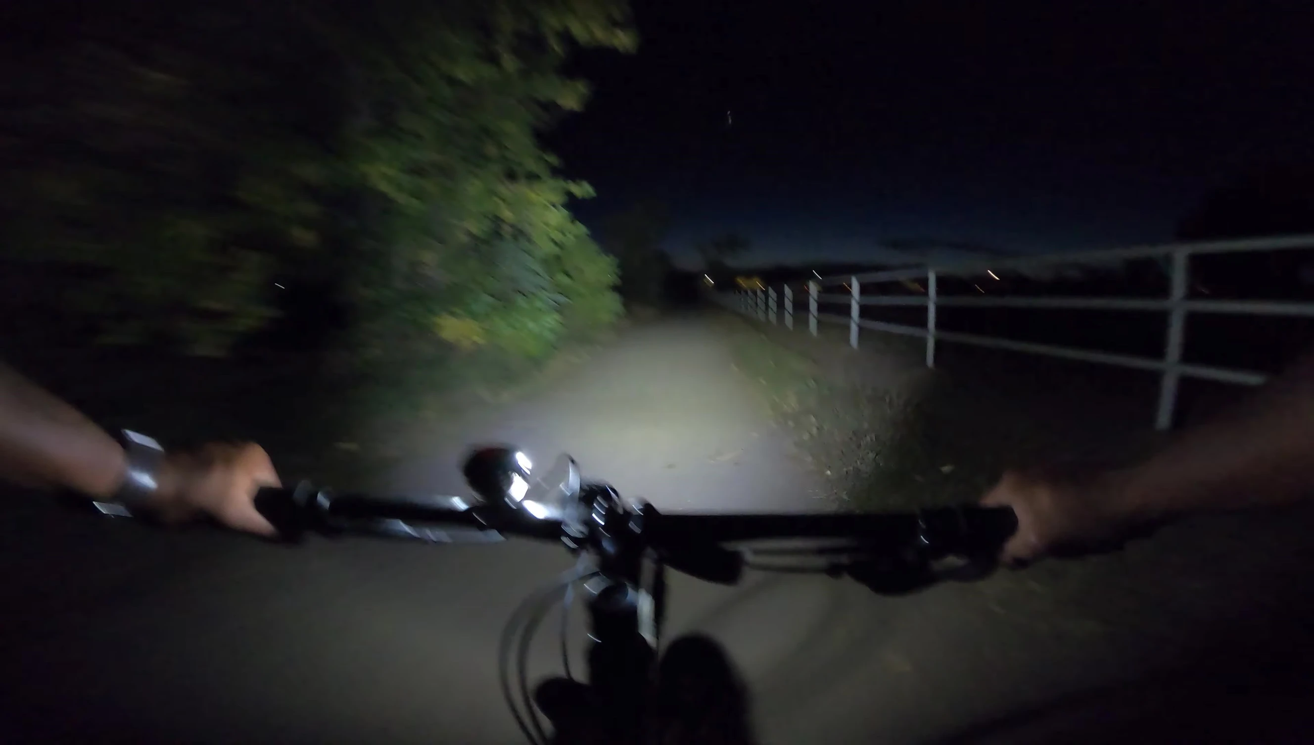 The light illuminating the trail