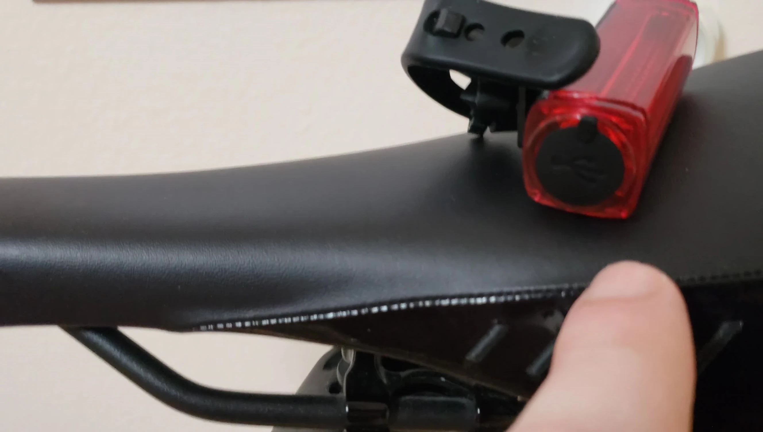 View of the USB charging port on the bike light.