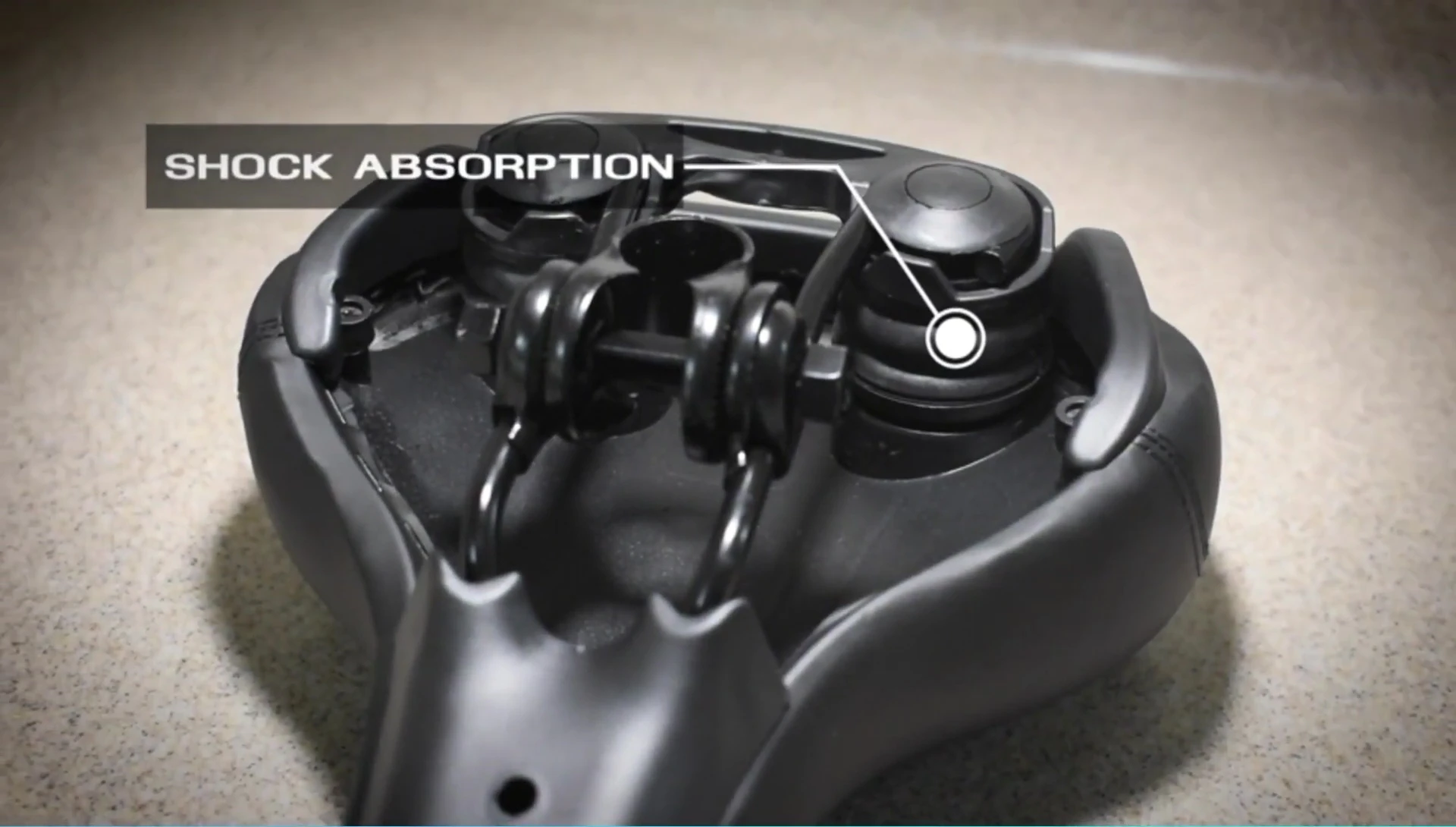 Close-up of the XMiffer seat highlighting its padding and ventilation.
