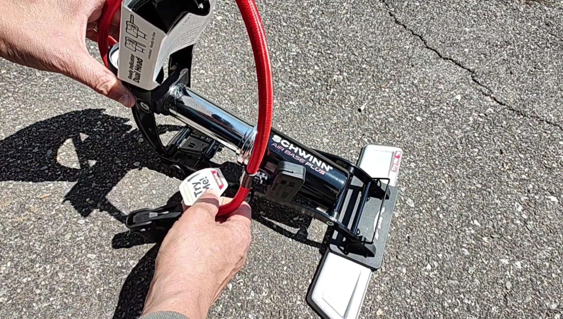 Close-up of the hose and pump head