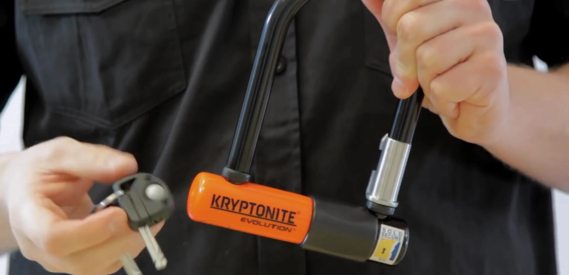 The three keys provided with the Kryptonite lock
