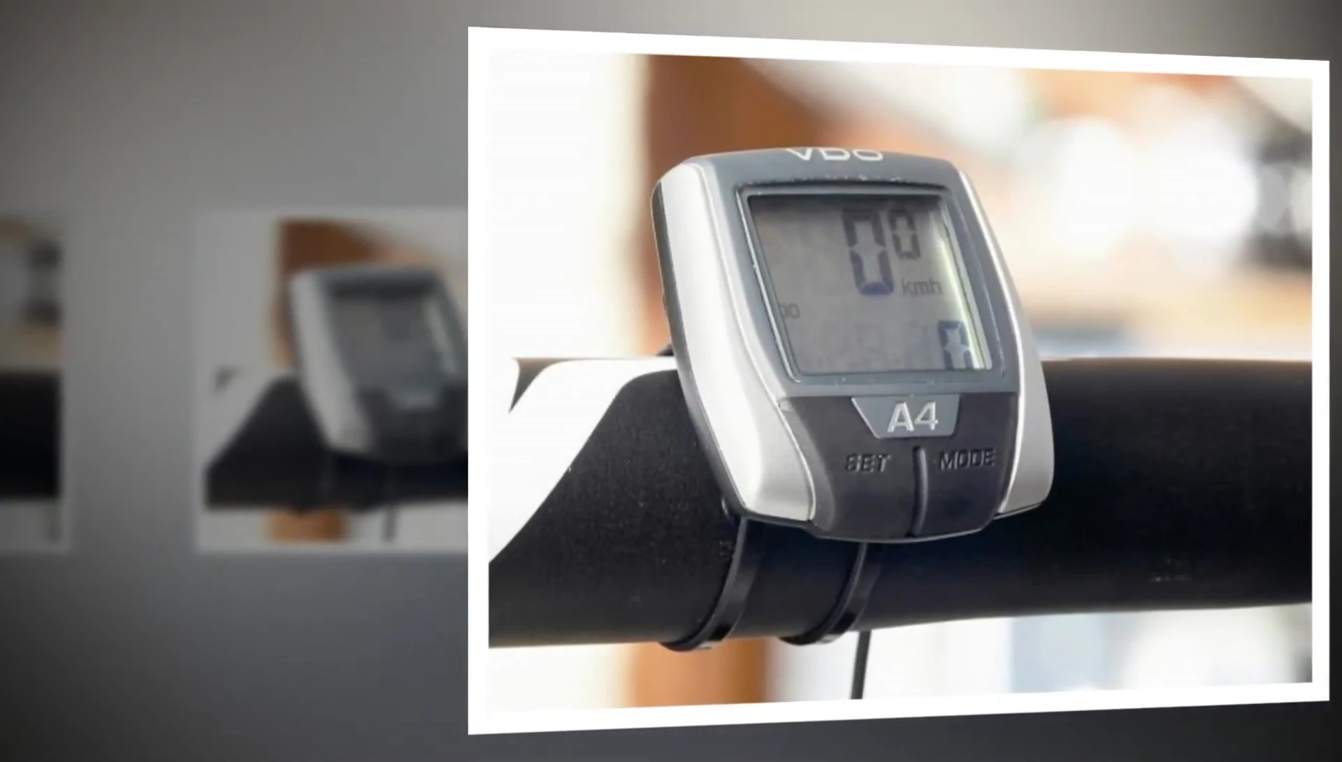 VDO A4+ mounted on a bicycle handlebar