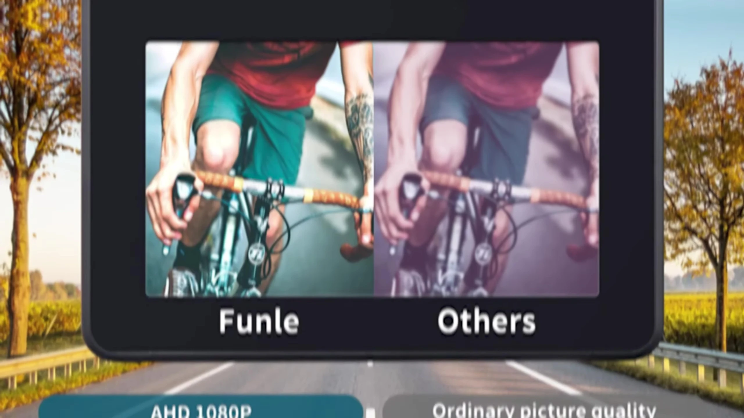 Funnel 1080p Bicycle Bike Mirror Camera screen details