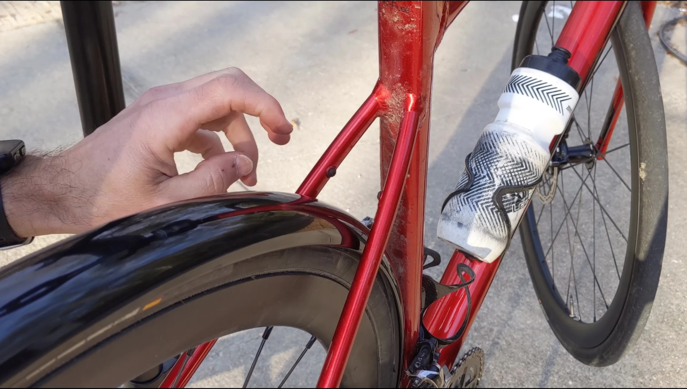 Removing rusted bolts from the bike.