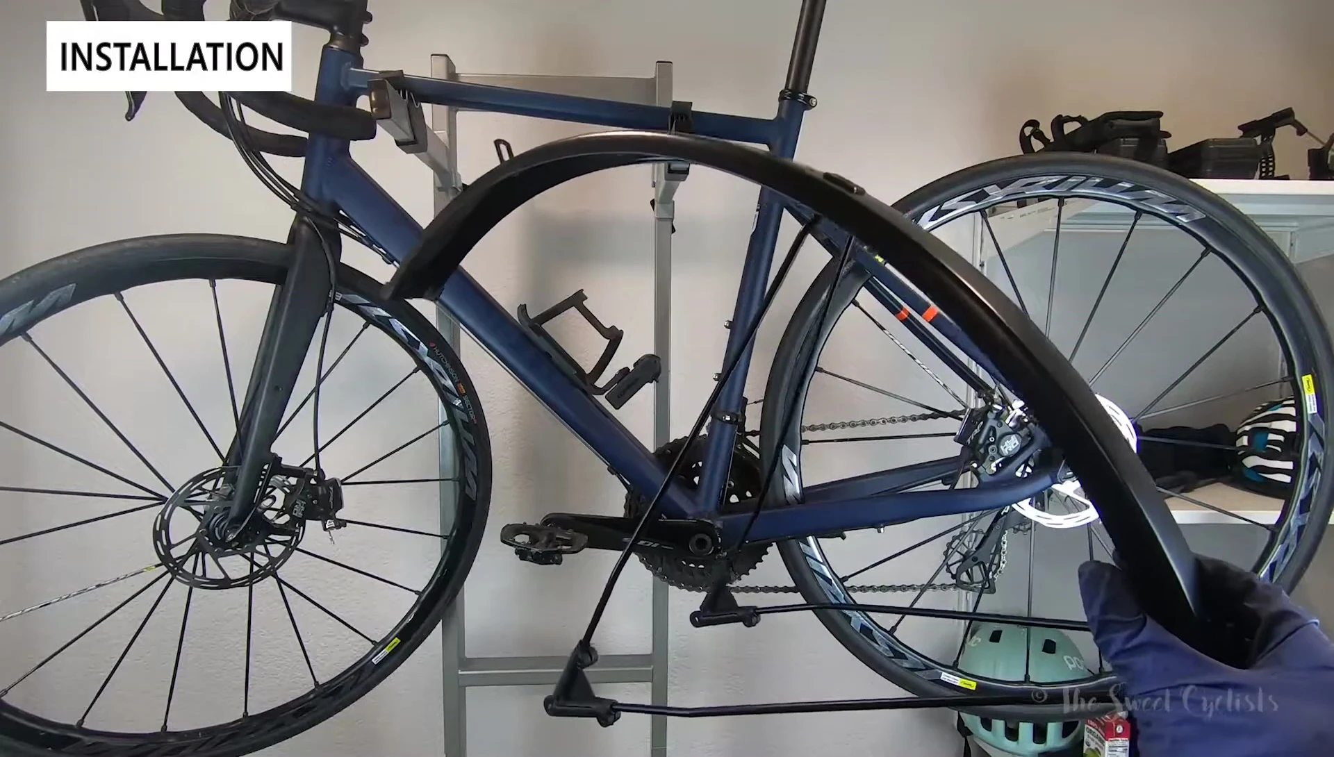 Partially assembled front fender showing the struts.