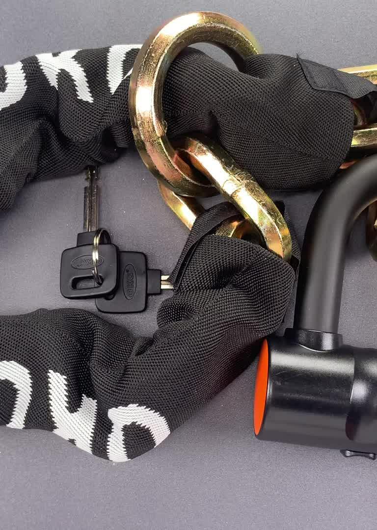 The OKG bike lock and chain set packaging.