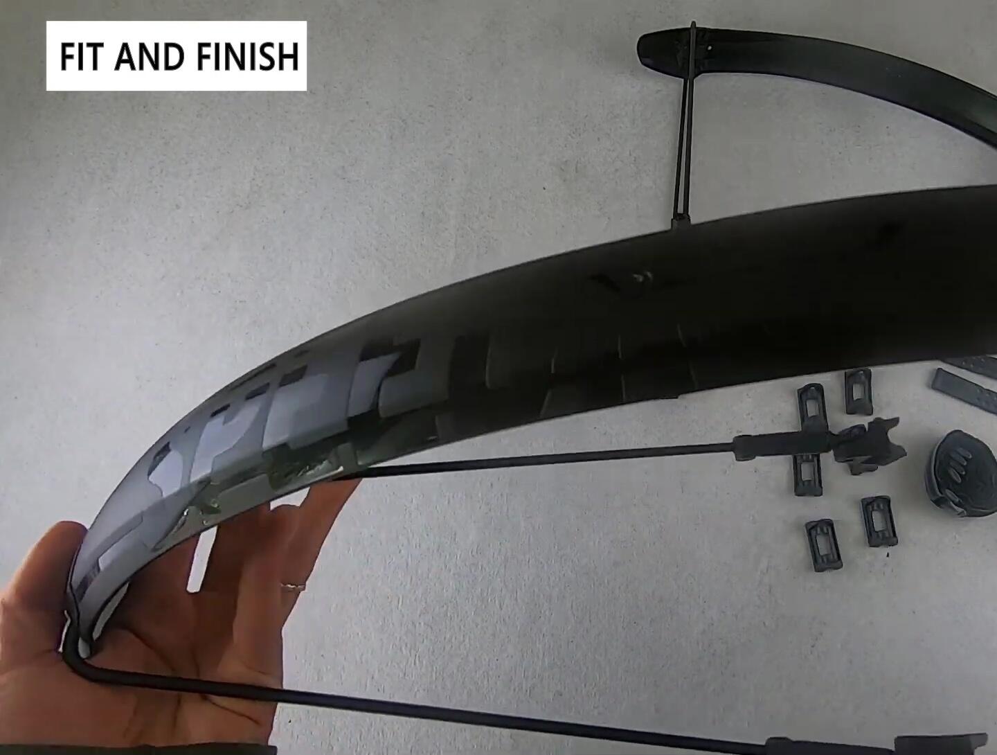 Close-up showing the material and flexibility of the fenders.