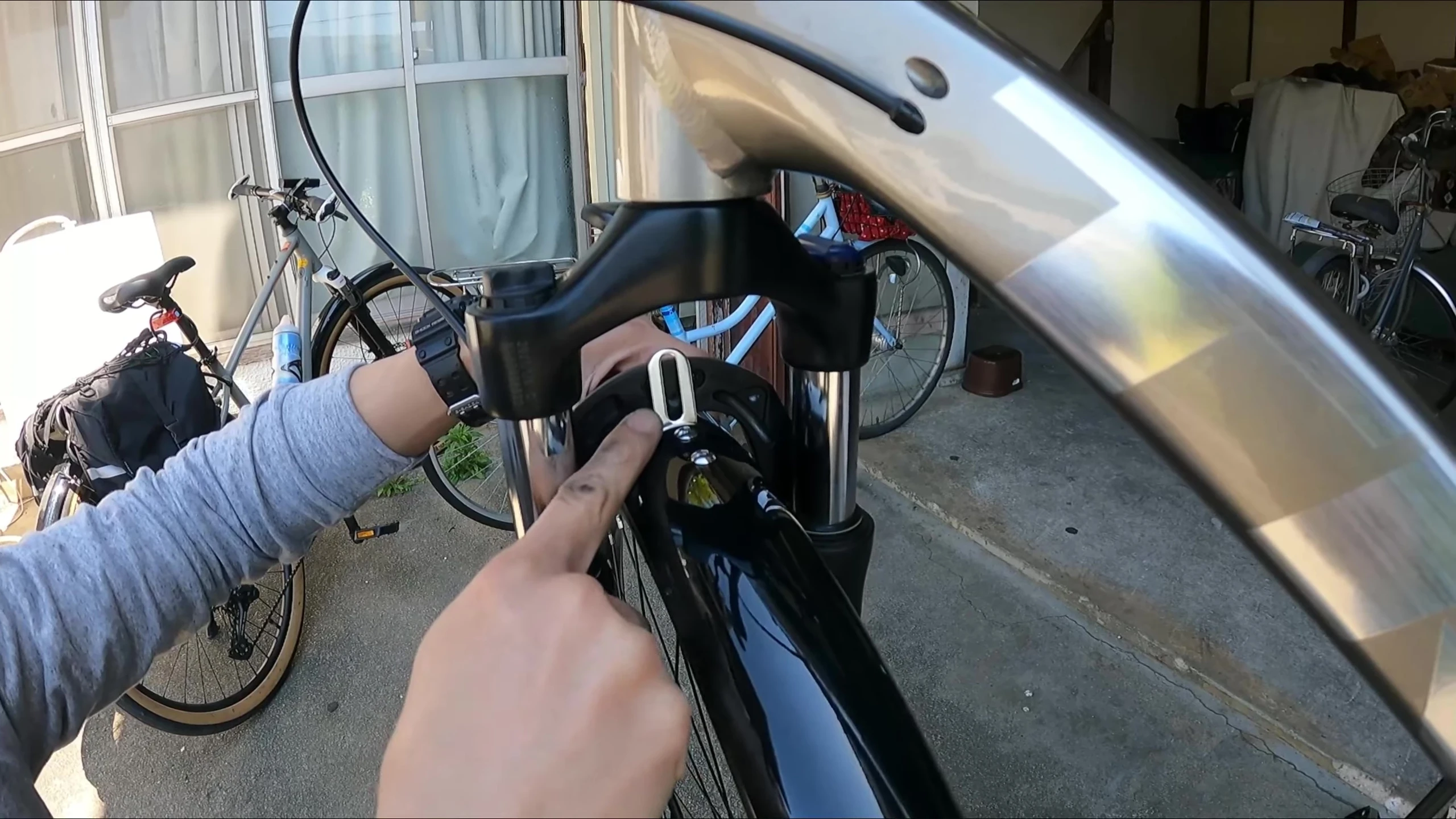 Close-up showing the bending and adjustments being made