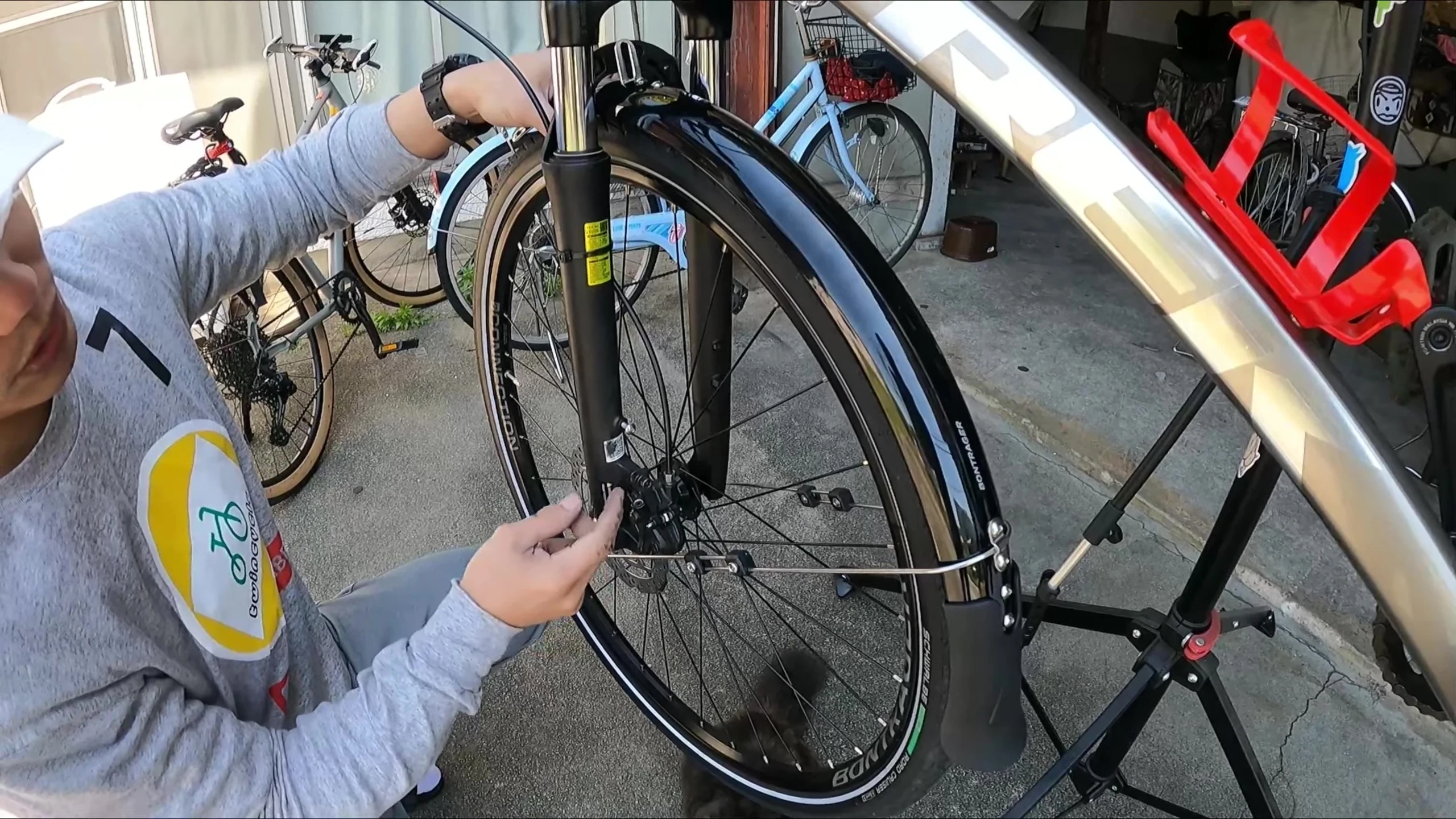 The installer making fine adjustments to ensure a proper fit