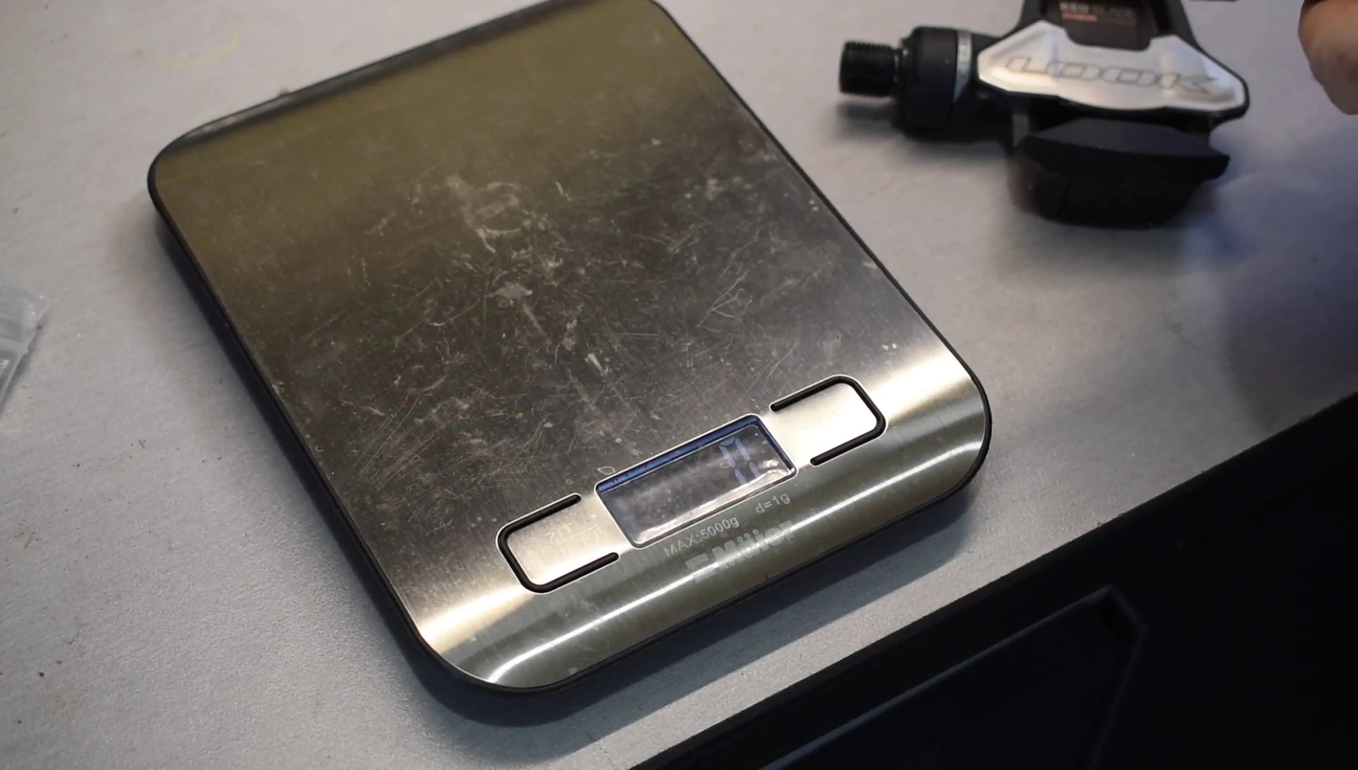 Dura Ace pedals on a scale