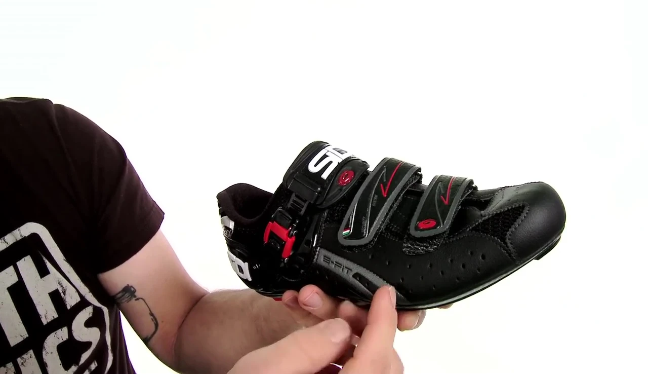 Shot showing the mesh panels and ventilation on the shoe.
