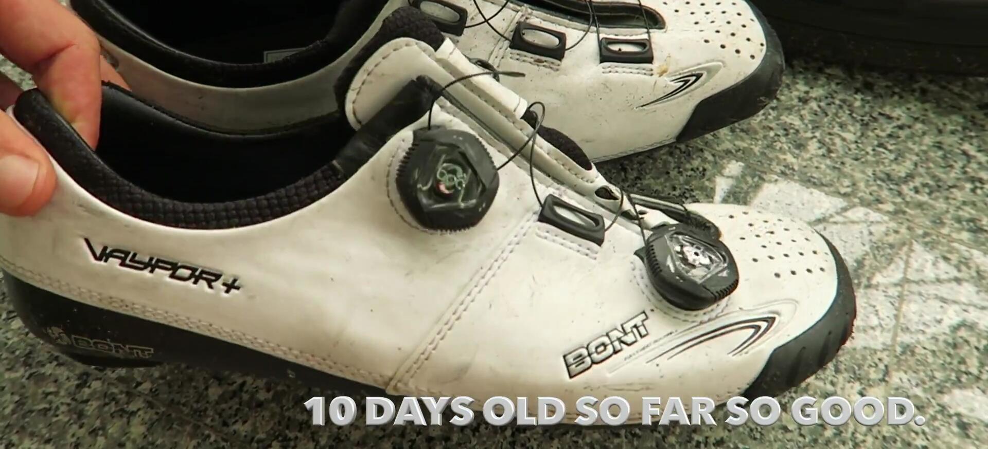 The reviewer talking about their positive cycling experience with the shoes.