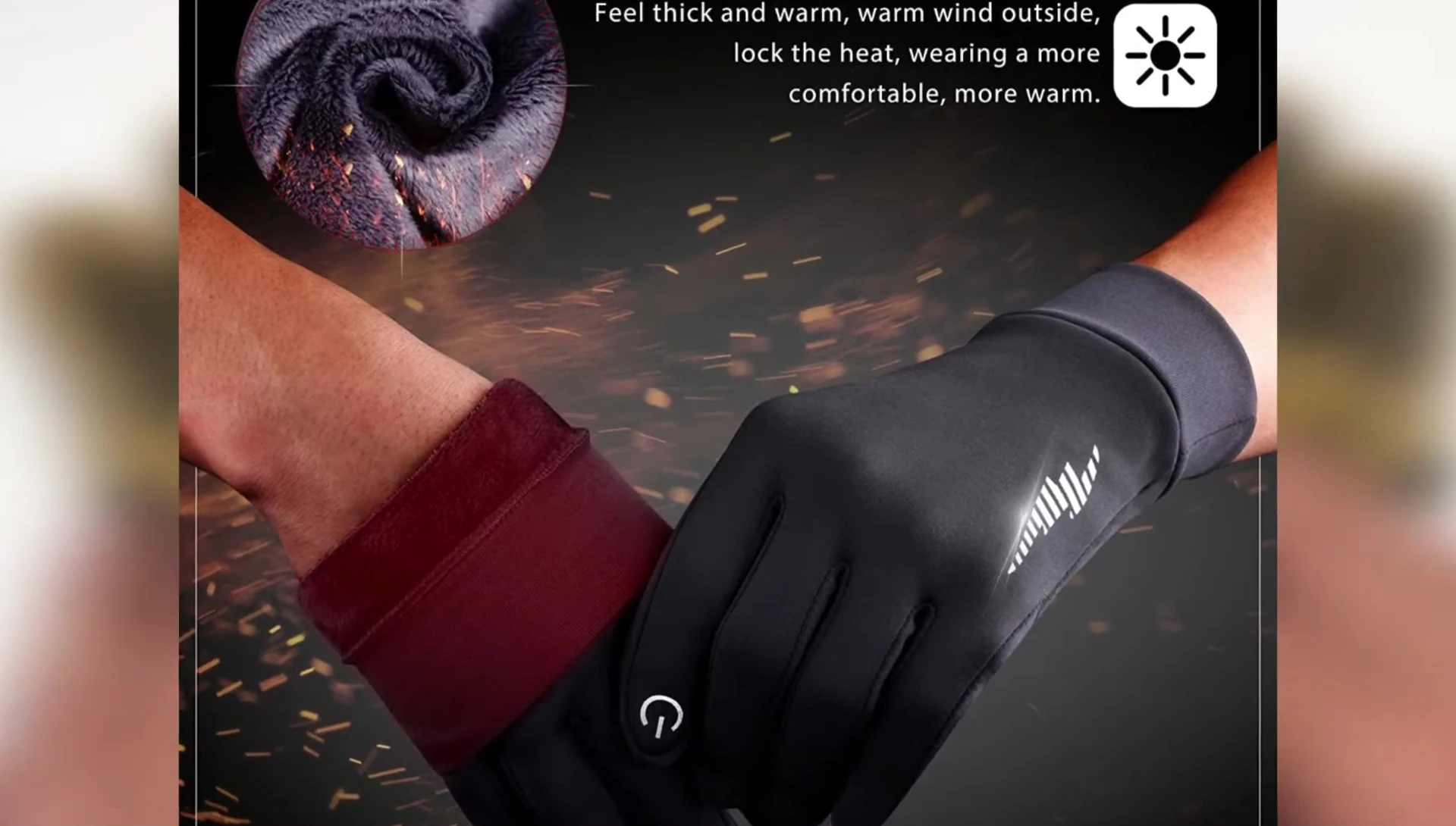 Close-up highlighting the touchscreen-compatible fingertips