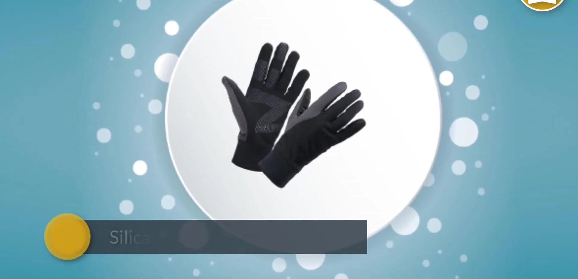 Close-up highlighting the silica gel particles on the palm and fingers.