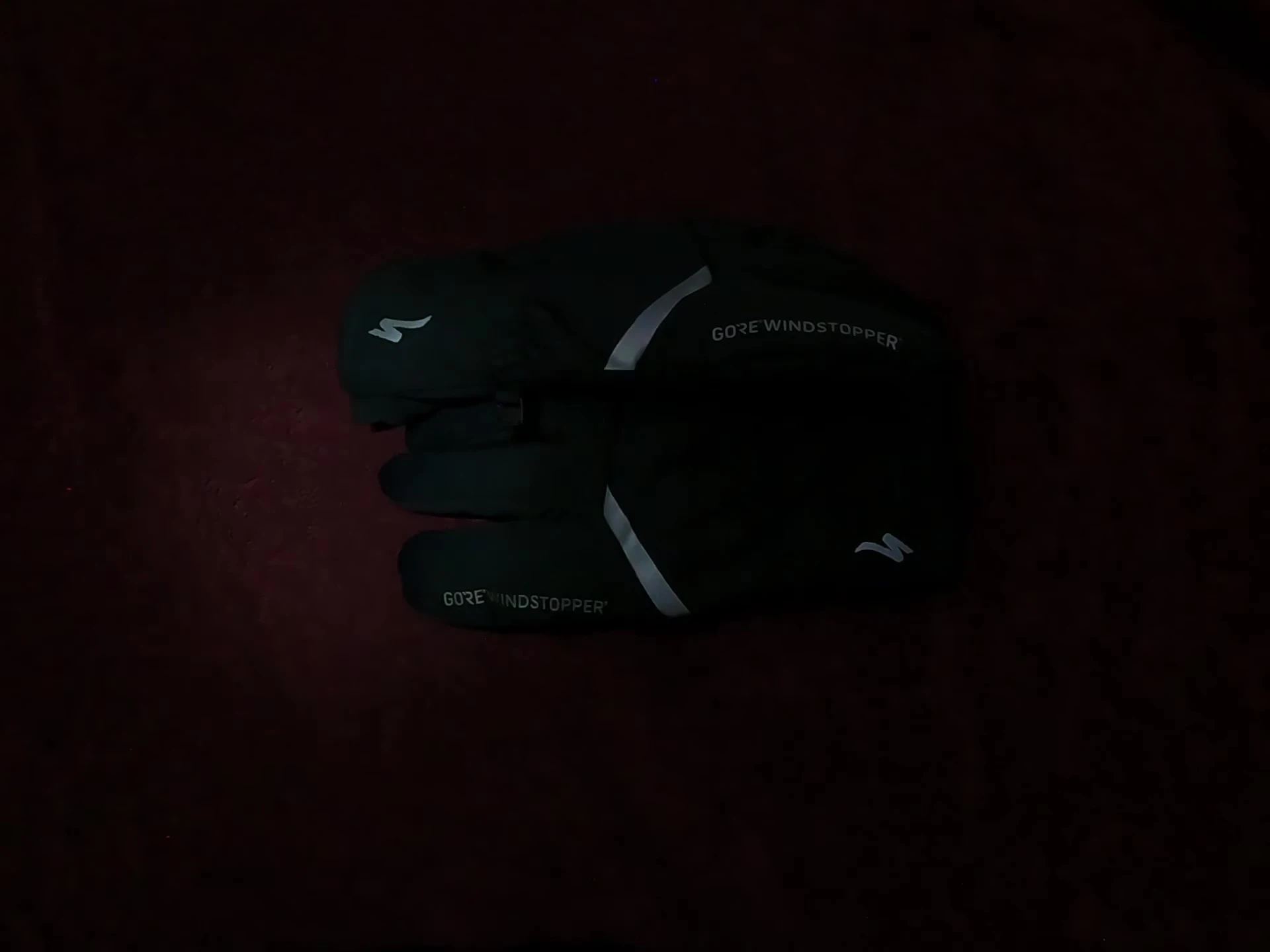 Shot showing reflective details on the gloves.