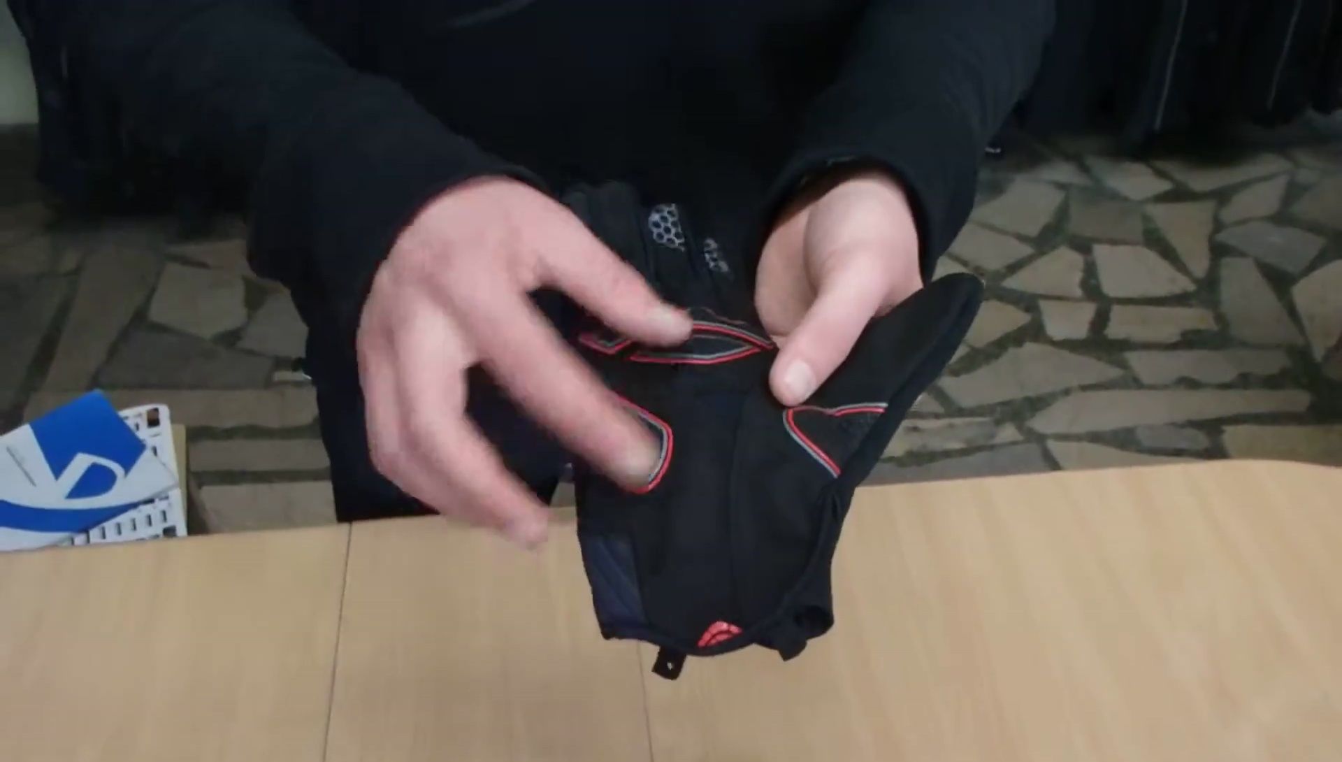 View of the ventilation holes on the bottom of the glove.