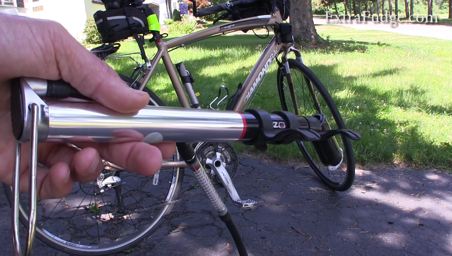 Close-up shot of the pump gauge indicating pressure.