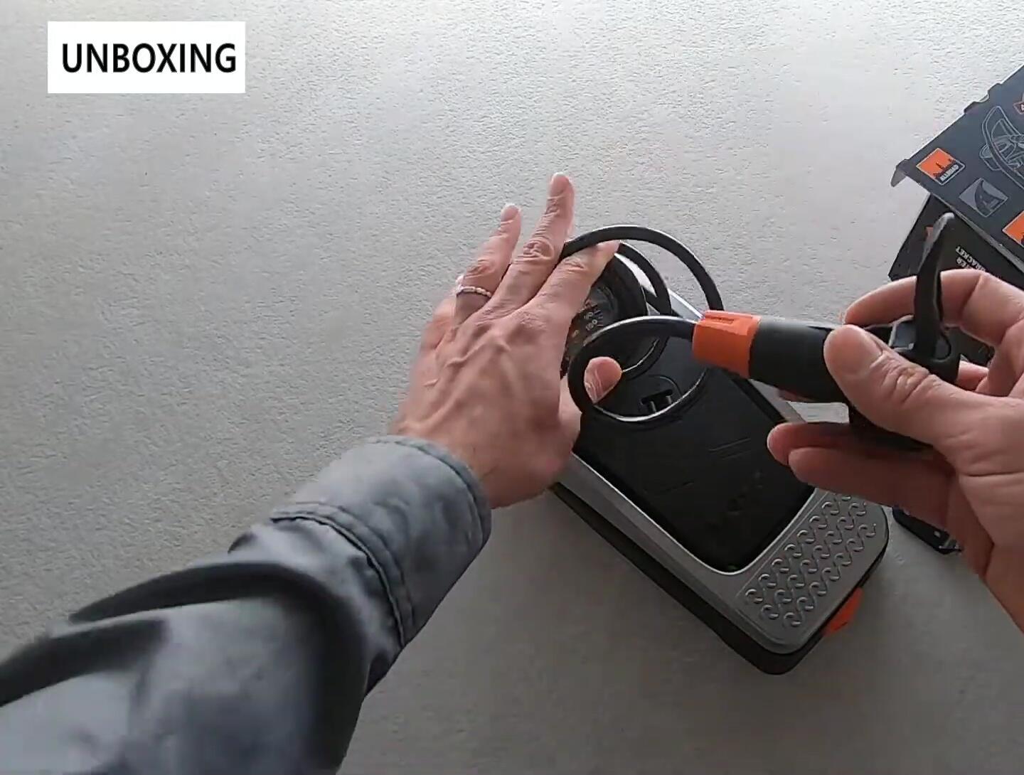 The integrated hose storage system.