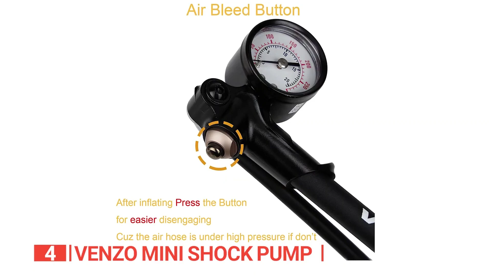 Demonstrating the Venzo Mini's bleed button.