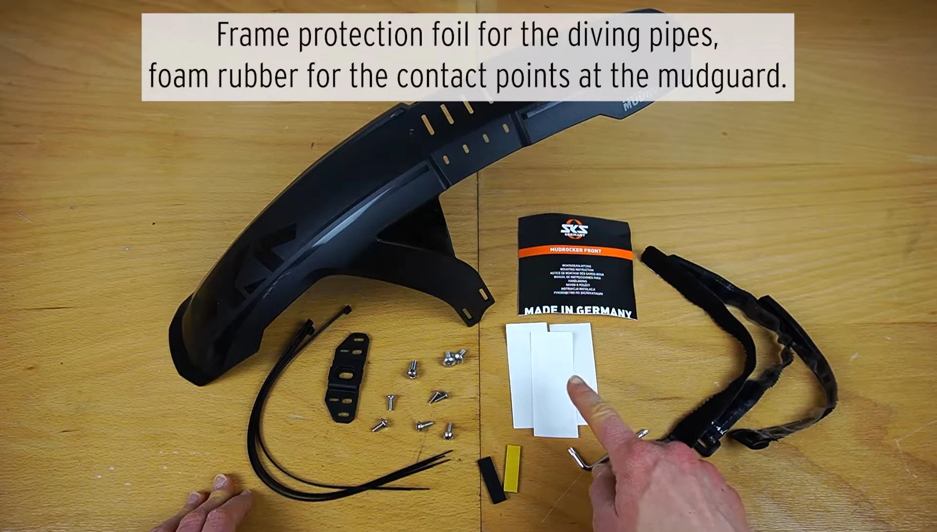 Close up of frame protective film and foam rubber