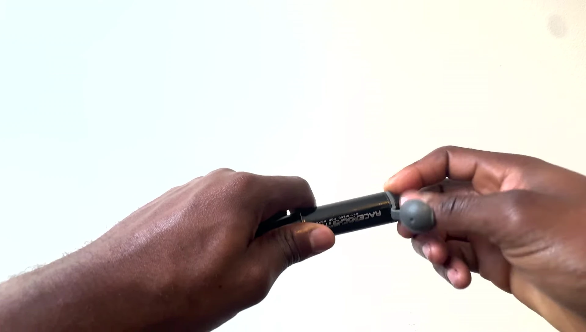 The pump's extender in use, showing its maneuverability.