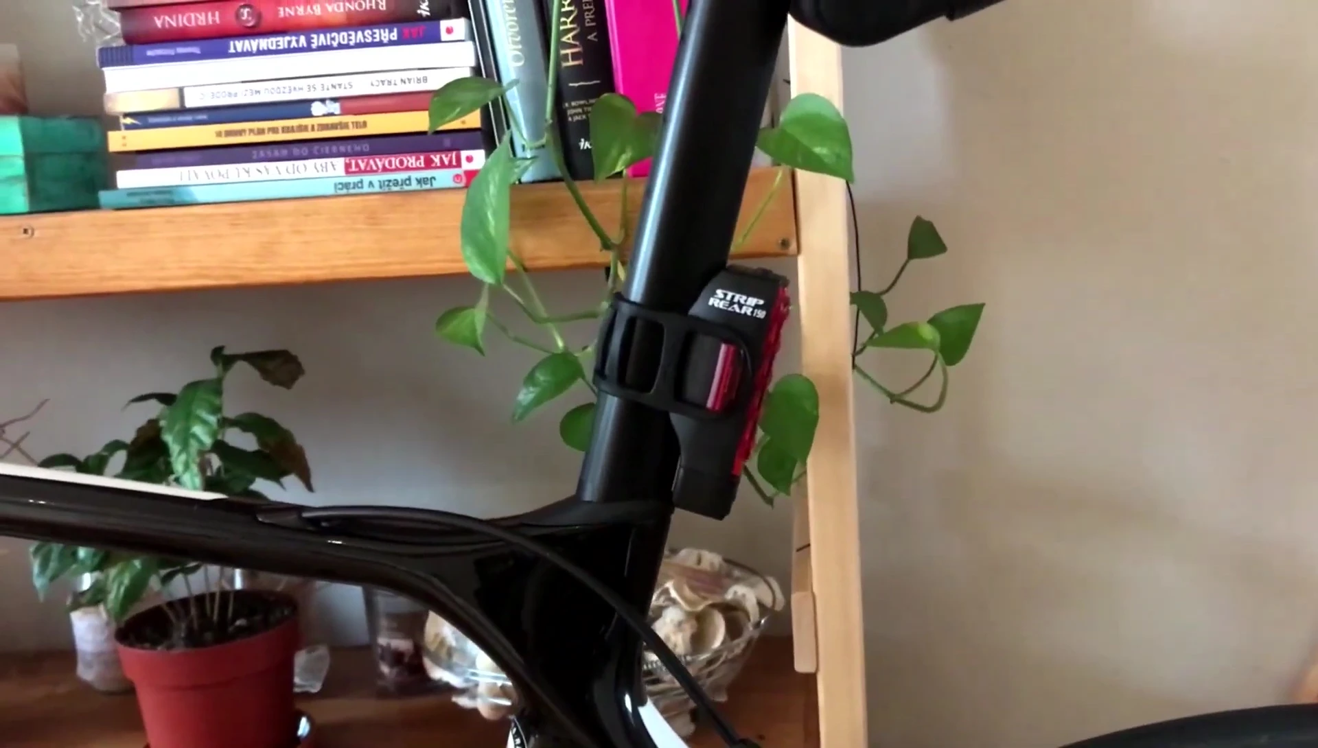 The light mounted on the bike seatpost
