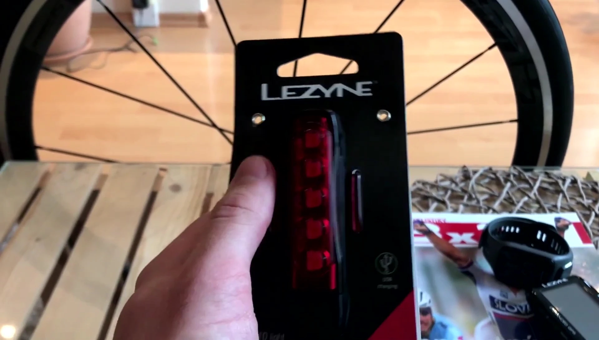Close-up of the light in its plastic casing
