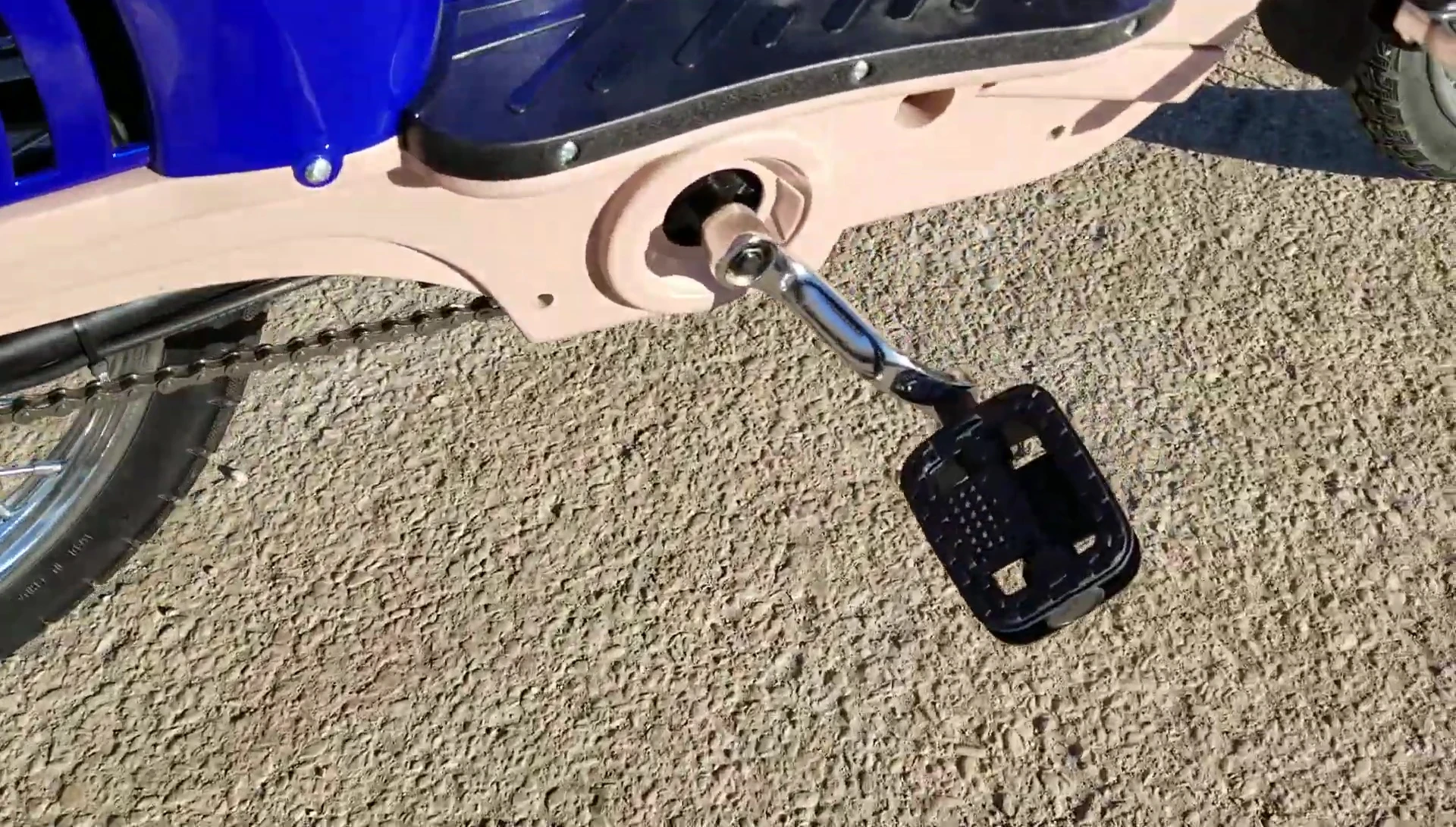 View of the scooter pedals.