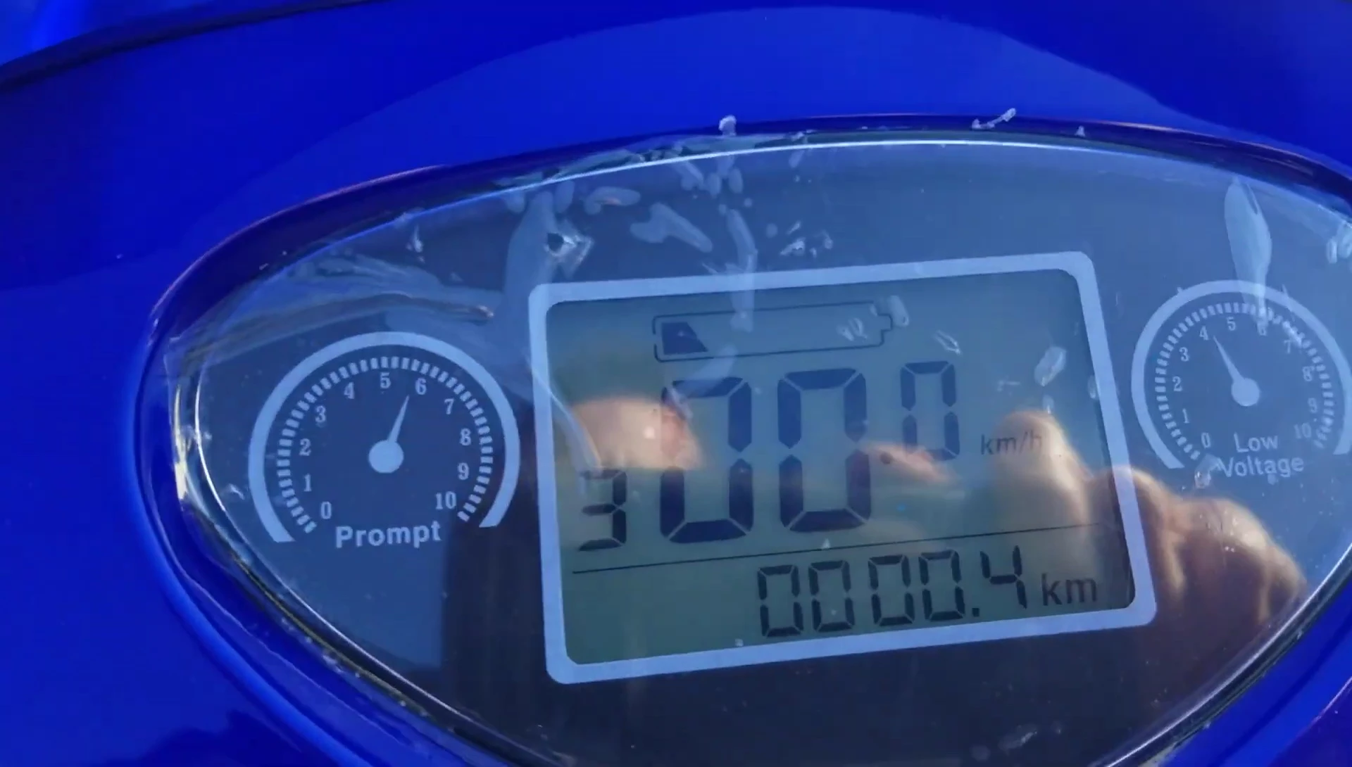 Close-up of the digital dash.